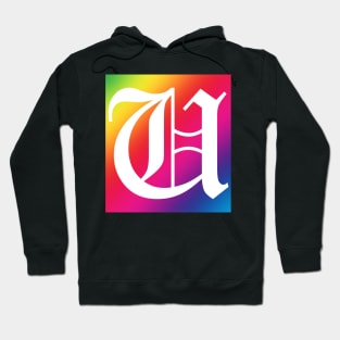 Rainbow White Letter U Hoodie